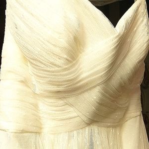 David Bridal strapless white lace wedding dress